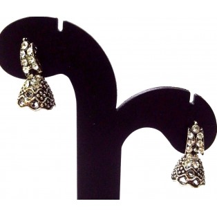 Silver Oxidized Earrings Jhumka Jhumki Jewelry Bollywood Drop Dangle Long EA358
